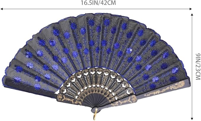 QIRMIZI 30 Pack Fabric Folding Handheld Fans, Perfect for Weddings, Parties, and Dancing,Royal Blue