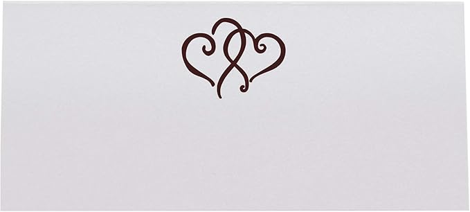 Linked Hearts Printable Place Cards, Chocolate (Choose Color), Set of 150 (25 Sheets), Laser & Inkjet Printers - Wedding, Party, Dinner, and Special Events - Made in the USA