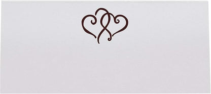 Linked Hearts Place Cards, Chocolate (Choose Color), Set of 60, Pre-cut and Scored - Wedding, Party, Dinner, and Special Events - Made in the USA
