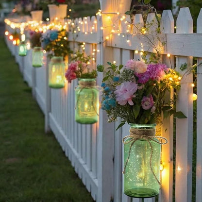 Vintage Glass Flower Vase，12 Pack Green Farmhouse Glass Centerpiece Vases Mason Jars for Weddings, Parties & Home Decor Bulk (12, Green)