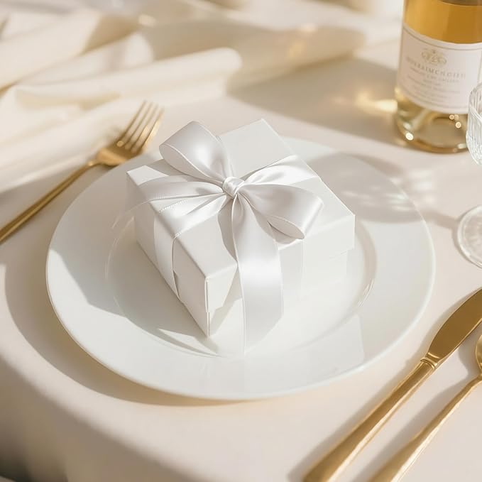 Double Face White Satin Ribbon 1 inch X 25 Yards Polyester White Ribbon for Wedding Decor, Wreath, Gift Package Wrapping and Other Projects