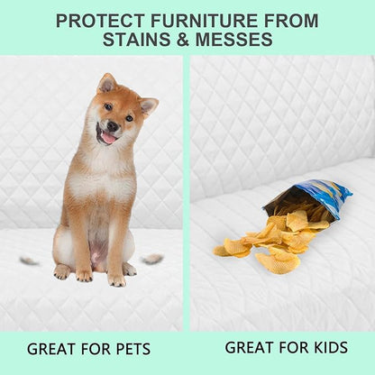 Reversible Oversized Sofa Covers Couch Cover Furniture Protector for Dogs Elastic Straps Water Resistant(XLSofa,White/White)