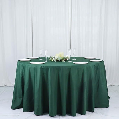 Efavormart Round Tablecloth, 132 Inch Stain & Wrinkle Resistant Washable Table Cloth, Decorative Polyester Fabric Table Cover for Banquet, Wedding, Dining- Hunter Green