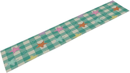 Starfish Plaid Table Flag Green Plaid and Marine Life Starfish Kitchen Table Flag Suitable for Birthday Party Restaurant Decoration Outdoor Picnic 13 * 60 Inch