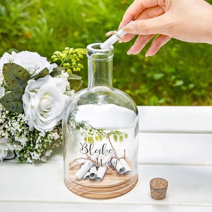 callie Personalized Message in a Bottle Wedding, Custom Couple Names Text on Wedding Guest Book Wedding Reception with Card, Wedding Essentials Wedding Decor Bridesmaid Gifts for Her Him