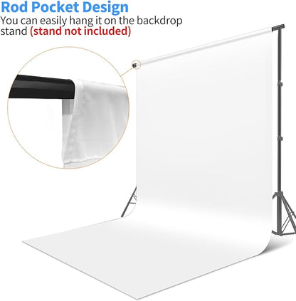HEMMOTOP White Photo Backdrop, 6x9 ft White Background for Photography, Seamless Screen Backdrops for Photoshoot, Easter, Birthday Party, Video Recording, Photos, Projector (Backdrop only)