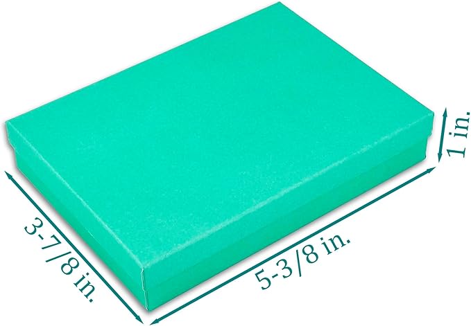 TheDisplayGuys - 25-Pack #53 Kraft Paper Cardboard Gift Boxes/Jewelry Cases w. Cotton Padding & Lid - Teal Green - (5.4" x 3.9" x 1.0")