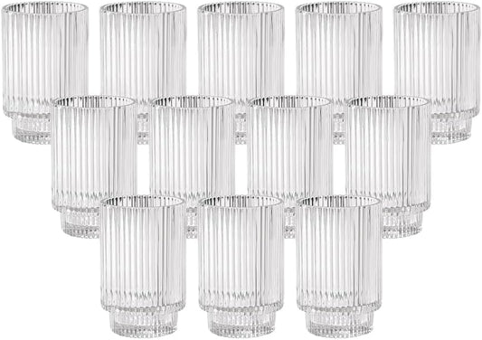 Serene Spaces Living 5in Clear Ribbed Glass Votive Holder, Decorative Centerpiece for Wedding, Christmas, Thanksgiving, Dining Table, Living Room, Home Décor, 3.5" Diameter & 5" Tall, Pack of 24