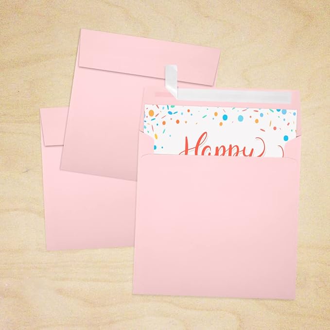 LUXPaper Square Invitation Envelopes | Peel & Press | 6 1/2" x 6 1/2" | Candy Pink | 80lb. Text | 50 Qty