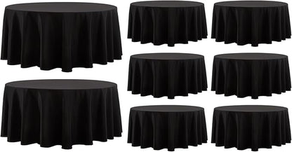 Round Tablecloth 120 Inch 8 Pack Black Tablecloths Washable Decorative Linen Polyester Table Clothes Cover for Dining Table Banquets Buffet Parties and Wedding
