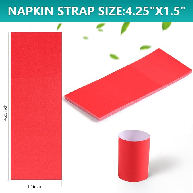 Paper Napkin Bands,Napkin Rings Self Adhesive,Silverware Wraps Bands(Red,2000 pcs)