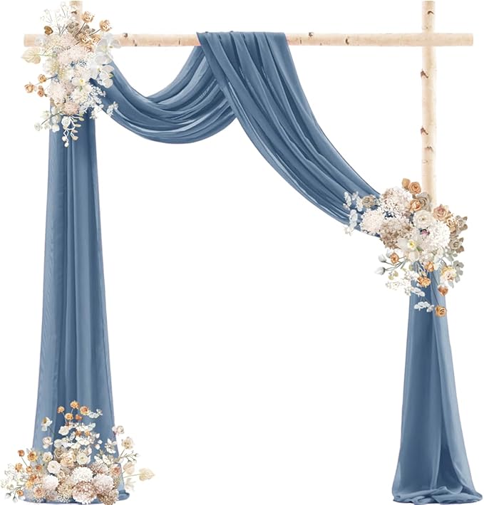 Dusty Blue Wedding Arch Draping Fabric 29" x 20 FT Blue Wedding Drapes for Backdrop Sheer Curtains Drapes for Romantic Bridal Baby Shower Ceremony Birthday Party Fall Outdoor Events