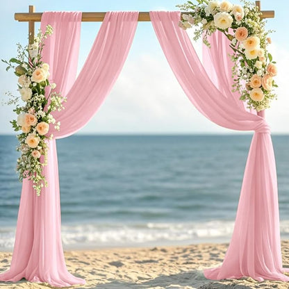 Dusty Rose Elegant Arch Draping Fabric Outdoor 1 Panel 29" × 20Ft Sheer Chiffon Curtain Drapes for Fall Wedding Ceremony Birthday Party Garden Brunch