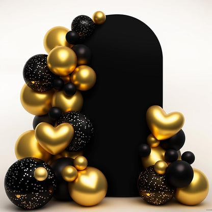 LEBENGURU Upgraded 6FT Wedding Arch Cover, Black Spandex Fitted Arch Backdrop Cover, Round Top Chiara Stand Covers for Birthday Party Baby Shower Banquet Balloon Décor