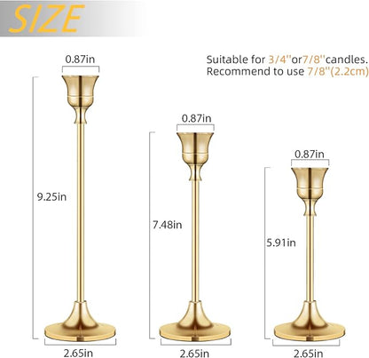 Candlestick Holders,Taper Candle Holder for Candlesticks Gold Brass Vintage Candle Stick Candle Holders Candelabra Candle Holder for Fireplace Party Dining Home