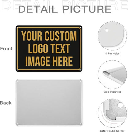 Custom Signs, Custom Sign Metal Signs Customized Signs - Personalized Signs Make Your Own Sign With Text Photo Logo For Office Business Workplace Home Bar Indoor Outdoor Use 6""x8""