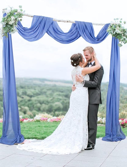 Periwinkle Color Wedding Arch Draping Fabric 20 Ft Wedding Arch Drapes 2 Panels Ceiling Draping Chiffon Wedding Arch Drapery Wedding Party Ceremony Arch Stage Decoration