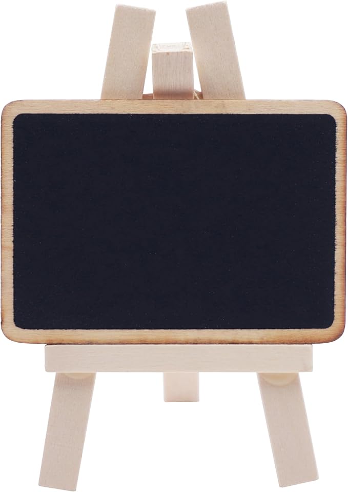 12 Count Mini Chalkboard Signs Wood Framed Table Stands – Size: 4.7" x 3.1" Wooden Blackboard, Perfect for Special Occasions and Events Decoration