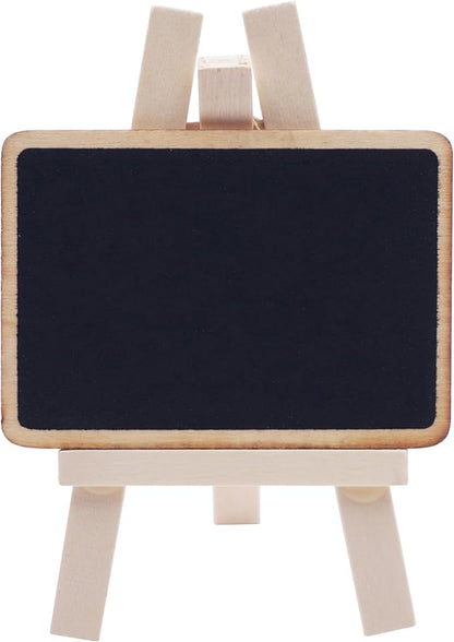 12 Count Mini Chalkboard Signs Wood Framed Table Stands – Size: 4.7" x 3.1" Wooden Blackboard, Perfect for Special Occasions and Events Decoration