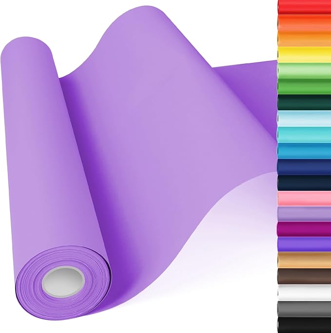 Purple Wrapping Paper, 15"x900" (75FT) Art Craft Construction Bulletin Board Decorative Paper Roll for Mother's Day Birthday Mardi Gras Anniversary Wedding Bouquet Flower Gift Wrap Floral Supplies