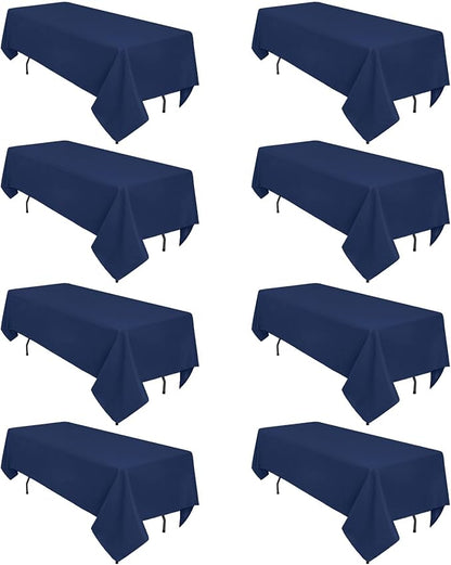 8 Pack Navy Blue Tablecloth 60 x 102 Inch Rectangular Tablecloths for 6 Foot Rectangle Tables, Wrinkle Resistant Blue Table Cloth Washable Polyester Fabric Table Covers for Party Wedding Banquet