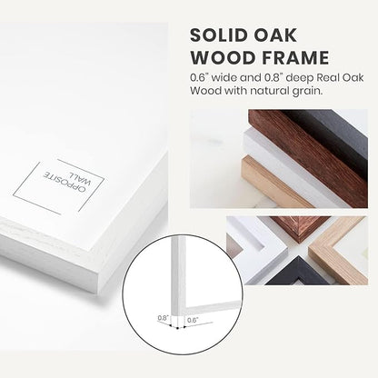 Opposite Wall - 8x8 in - White Solid Oak Wood Picture Frame - Lightweight, Versatile & Shatterproof - Wall Hanging Poster or Photo Frame - Wall Decor for Office, Gallery & Home