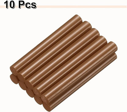 HARFINGTON 10pcs Hot Glue Sticks 0.43" Dia x 3.94" Long EVA Mini Hot Melt Adhesive Glue Stick for Hot Melt Gun Wood Plastic Glass Flowers Fabrics Foam, Brown