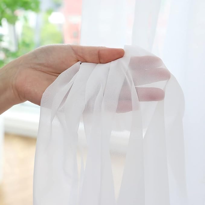 Window White Sheer Curtains 48 Inches Width 90 Inches Long 2 Panels Sheer Curtains Clear Curtains Basic Rod Pocket Panel for Home/Living Room/Bedroom/Kids Room