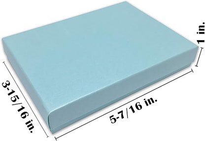 TheDisplayGuys - 25-Pack #53 Kraft Paper Cardboard Gift Boxes/Jewelry Cases w. Cotton Padding & Lid - Pearl Teal - (5.4" x 3.9" x 1.0")