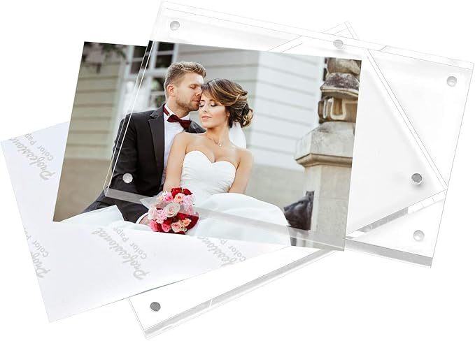 Magicool Premium Acrylic Photo Frame- Magnet Photo Frame -Double Sied Thick Desktop Frames (3.5x5 5 pack)
