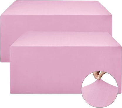 Nasitos Pink Fitted Table Covers Stretch Spandex - 72 x 30 Inch - 2 Pack Rectangle Table Clothes for 6 Foot Folding Tables, Wrinkle Resistant Tablecloths for Parties, Trade Show, Craft Show, Birthday