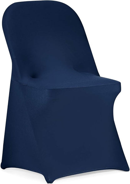 Peomeise Stretch Spandex Folding Chair Cover for Wedding Party Dining Banquet Event (Navy,25pcs)