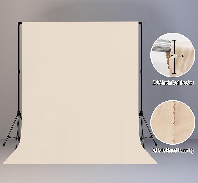 Beige Portrait Backdrop 8x10ft Zoom Meeting Photo Studio Shooting Props