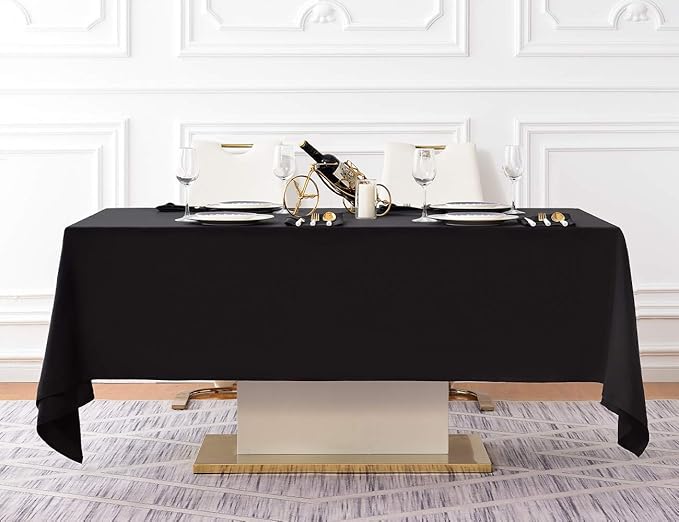 Surmente 10 Pack Black Tablecloth 60 x 102-inch Rectangular Polyester Table Cloth for Weddings, Banquets, or Restaurants