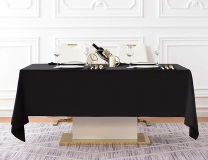 Surmente 10 Pack Black Tablecloth 60 x 102-inch Rectangular Polyester Table Cloth for Weddings, Banquets, or Restaurants