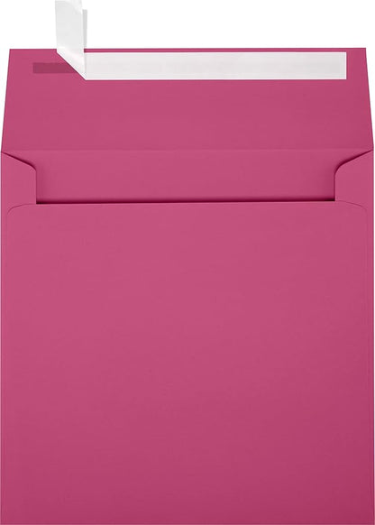 LUXPaper Square Invitation Envelopes | Peel & Press | 6 1/2" x 6 1/2" | Magenta Pink | 80lb. Text | 50 Qty