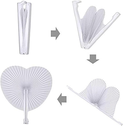 12 Packs Decorative Paper Folding Hand Fans Handheld,Blue Heart Foldable Wedding Fans Chinese and Japanese Fans Bulk for Bridal Guest Church Party Favors Dancing Birthday DIY