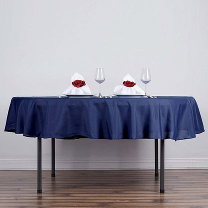 Efavormart Round Tablecloth, 70 Inch Stain & Wrinkle Resistant Washable Table Cloth, Decorative Polyester Fabric Table Cover for Banquet, Wedding, Dining- Navy Blue