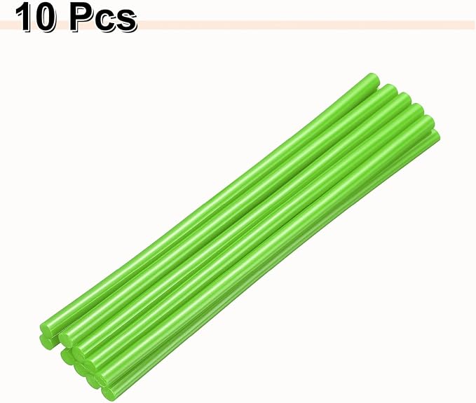 HARFINGTON 10pcs Hot Glue Sticks 0.28" Dia x 7.87" Long EVA Mini Hot Melt Adhesive Glue Stick for Hot Melt Gun Wood Plastic Glass Flowers Fabrics Foam, Light Green