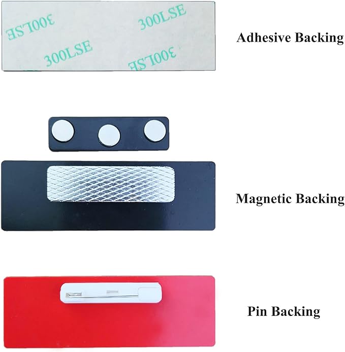Custom Laser Engraved Name Badges with Pin, Magnetic, Adhesive, or Blank Backing, Durable Personalized Name Tag with 3 Lines of Custom Texts, Clear and Easy to Read, 10 Colors (1" x 3")
