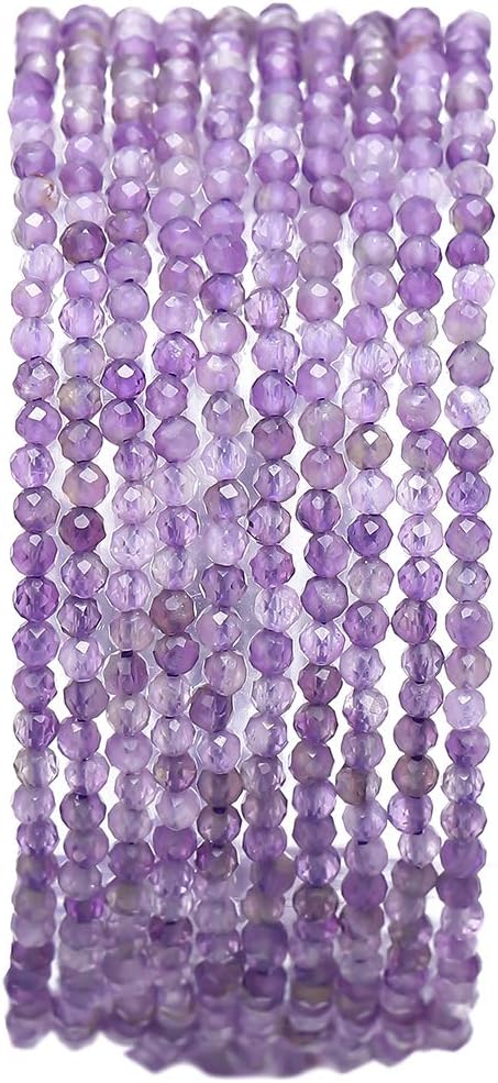 BEADIA Faceted Natural Amethyst Crystal Stone Round Loose Semi Gemstone Beads for Jewelry Making 2-2.5mm 38cm