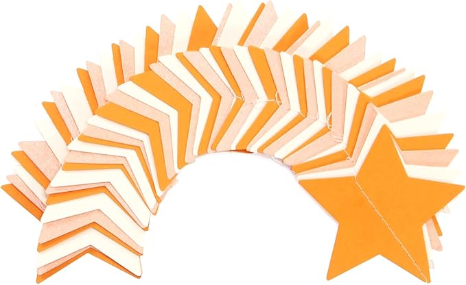 Orange-Beige Peach Party-Decorations Star Garland - 62ft Boho Fall Autumn Streamers Hanging Banner,Thanksgiving Harvest Twinkle Twinkle Little Star Baby Bridal Shower Wedding Engagement Decor Hugtmr