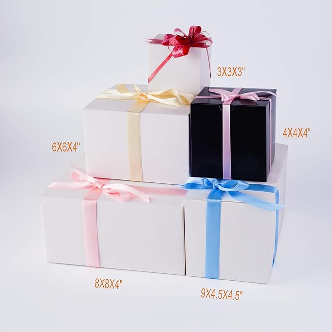 GEFTOL Gift Box 10 Pack 8 x 8 x 4 inches Fold Box Paper Gift Box Bridesmaids Proposal Box for Bridal Birthday Party Christmas (White)