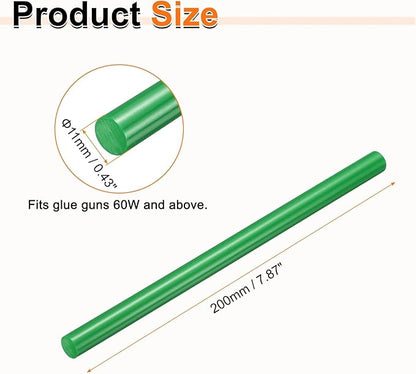 HARFINGTON 10pcs Hot Glue Sticks 0.43" Dia x 7.87" Long EVA Mini Hot Melt Adhesive Glue Stick for Hot Melt Gun Wood Plastic Glass Flowers Fabrics Foam, Deep Green