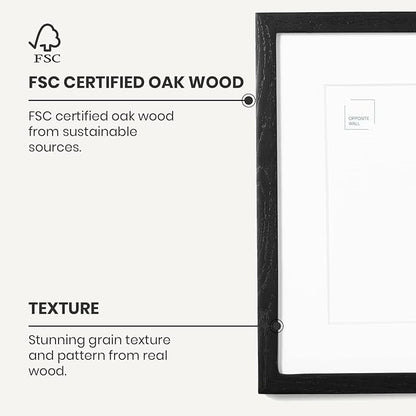 Opposite Wall - 22x28 in - Black Solid Oak Wood Picture Frame - Lightweight, Versatile & Shatterproof - Wall Hanging Poster or Photo Frame - Wall Decor for Office, Gallery & Home