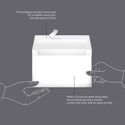 Amazon Basics A9 Blank Invitation Envelopes with Peel and Seal Closure, 5-3/4 x 8-3/4 Inches, White - Pack of 100
