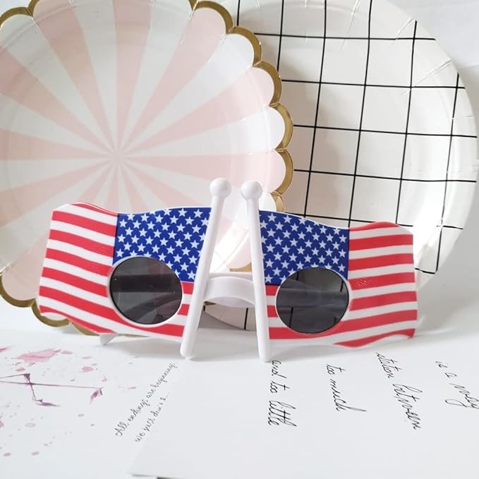 American Flag Glasses 8pcs, Fourth 4th of July Party Accessories, USA Veterans Day decoration Memorial Day Patriotic Party Red White and Blue Photo Booth Props Favor