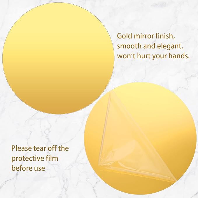 Thyle 20 Pcs 10 Inch Acrylic Round Mirrors for Tables Centerpieces Circle Mirrors Candle Plates for Wall Wedding Table Centerpieces for Baby Shower Party, Thickness 1 mm (Gold)