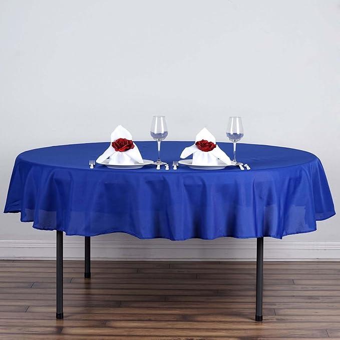 Efavormart Round Tablecloth, 70 Inch Stain & Wrinkle Resistant Washable Table Cloth, Decorative Polyester Fabric Table Cover for Banquet, Wedding, Dining- Royal Blue
