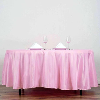 Efavormart Round Tablecloth, 108 Inch Stain & Wrinkle Resistant Washable Table Cloth, Decorative Polyester Fabric Table Cover for Banquet, Wedding, Dining- Pink